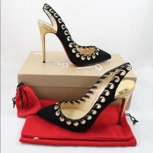 Christian Louboutin Black/Gold slingback pumps